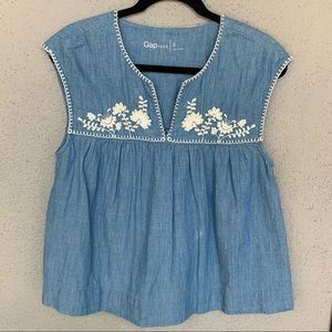 Gap Denim Embroidered Top